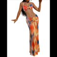 thumbnail image 1 of Vestido Maxi de Baño con Estampado Floral Triangular y Espalda Descubierta para Mujer Color Naranja L, 1 of 8