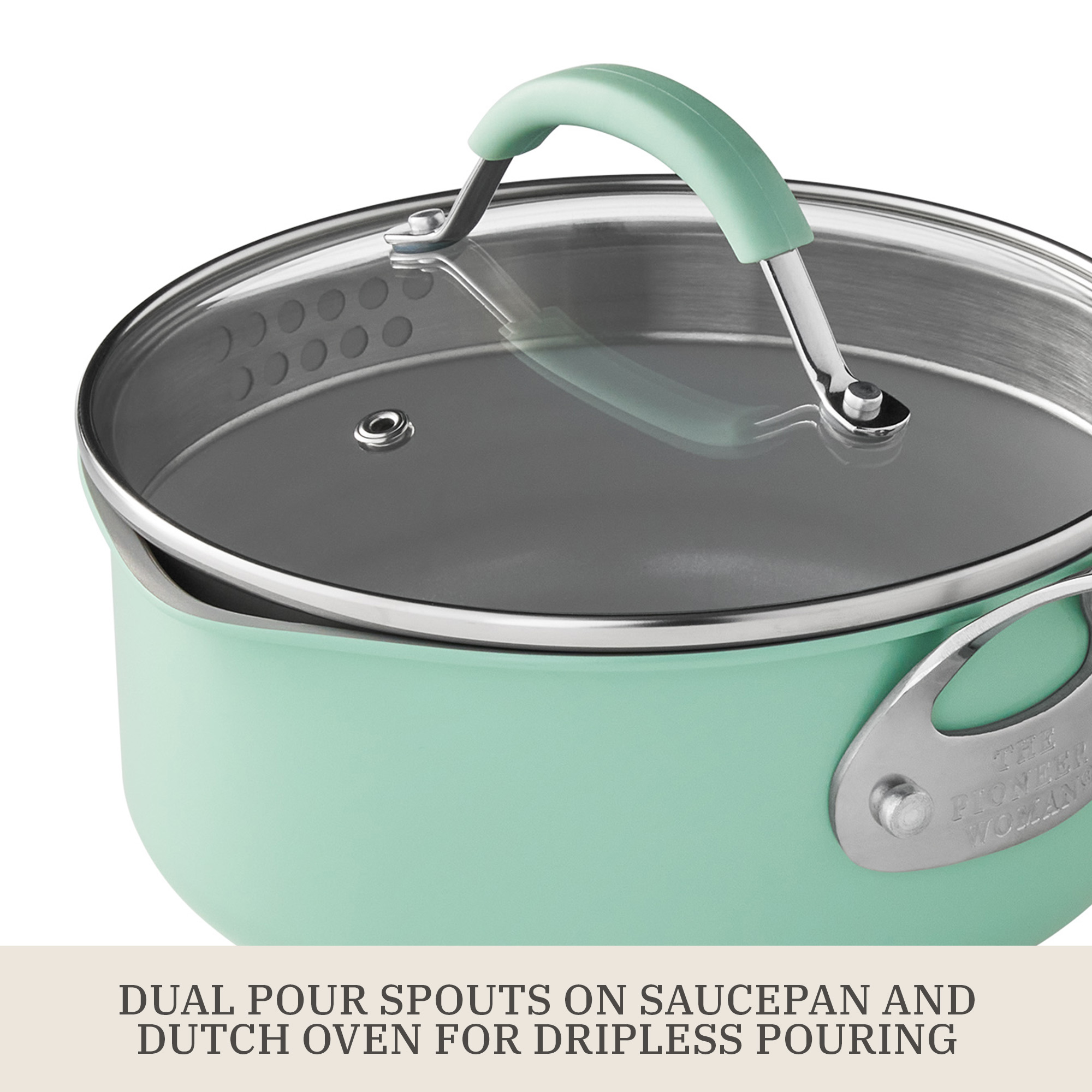 The Pioneer Woman Sutton 17-Piece Non-Stick Cookware Set, Green photo 5