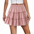 thumbnail image 4 of Pounoo Women's Skirts Elastic High Waist Ruffled Tiered Mini Skirt Casual Summer Wear Lightweight Breathable Loose Fit Flowy Skirts Gift, 4 of 6