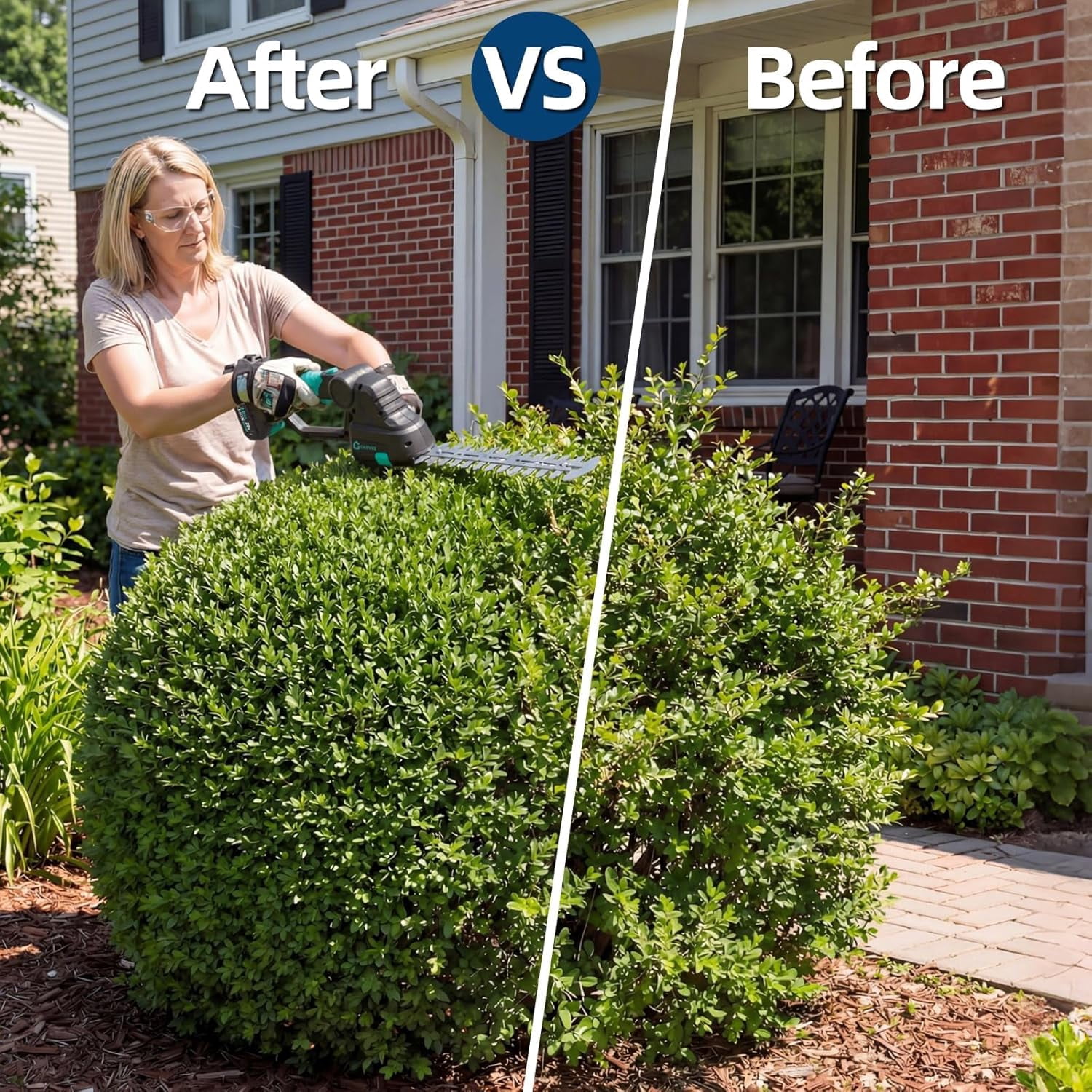 Memoryfield 2 in 1 Cordless Hedge Trimmer, with 2Pcs 20V 2.0Ah Battery and Charger, for Yards, Gardens, Lawn Care, Blue