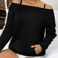 thumbnail image 4 of Ediodpoh Off Shoulder Sweatshirt for Women Long Sleeve Basic Crewneck Pullover Top Casual Streetwear Soft Stretch Fit Lightweight Black XXL, 4 of 8