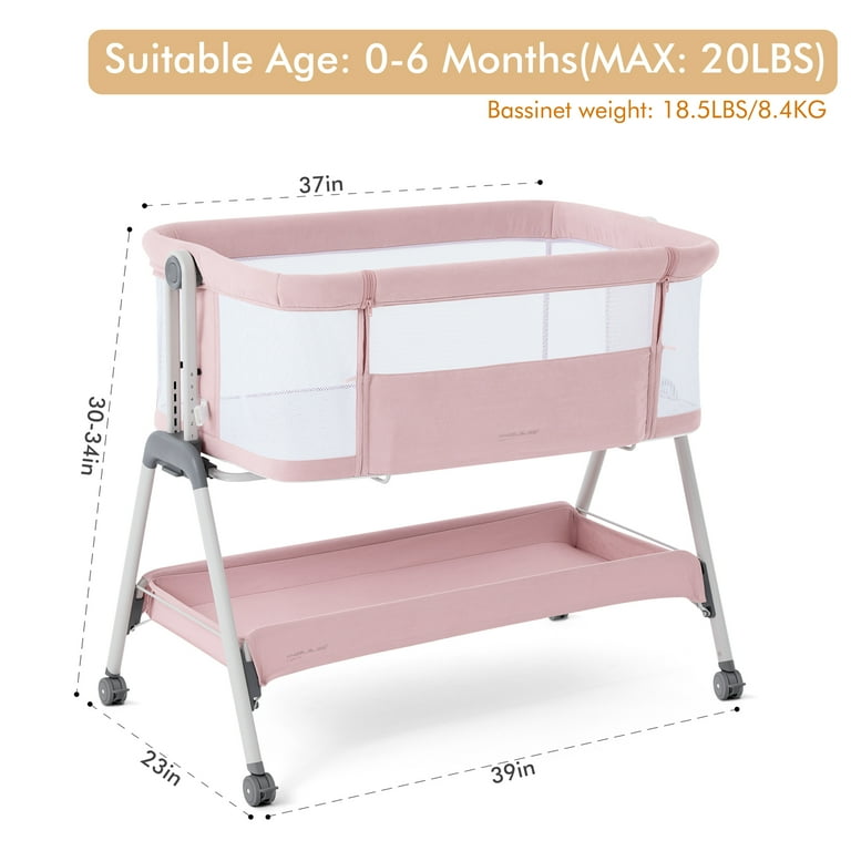 Pink bedside bassinet 2025