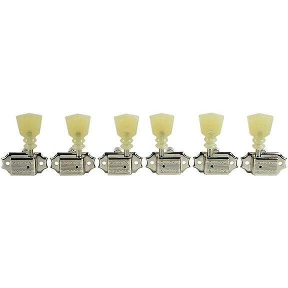 Kluson 3 Per Side Locking Deluxe Series Pearl Double Ring Tuning Machines Nickel