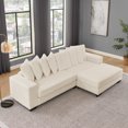 thumbnail image 5 of CKEASEAN 111''W 3-Seater Corduroy Modular Sectional Sofa with Ottoman, Modern L-Shaped Convertible Cloud Couch with 8 Pillows, Tufted Upholstered Sleeper Sofa for Living Room, Apartment, 5 of 10