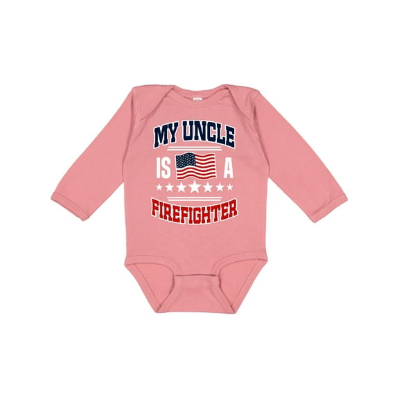 Inktastic My Uncle is a Firefighter Nephew Boys or Girls Long Sleeve Baby Bodysuit