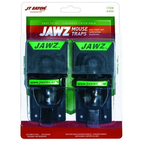 JT Eaton Jawz Plastic Mouse Trap for Solid or Liquid Bait, 2-Pack