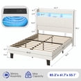 thumbnail image 6 of ANPOO Queen Bed Frame with LED Lights, Charging Station & Storage Headboard, 55in Tall Corduroy Upholstered Platform Bed, No Box Spring Needed, 6 of 9