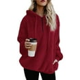 thumbnail image 1 of Sweat à Capuche Sherpa en Peluche pour Femmes, Pull à Fermeture Éclair en Polaire, 1 of 7