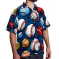 thumbnail image 2 of Baseball Men's Short Sleeve Hawaiian Shirt, Casual Printed Button Down Beach Tops for Summer, Spread Collar Mens Shirts Unisex, 2 of 6