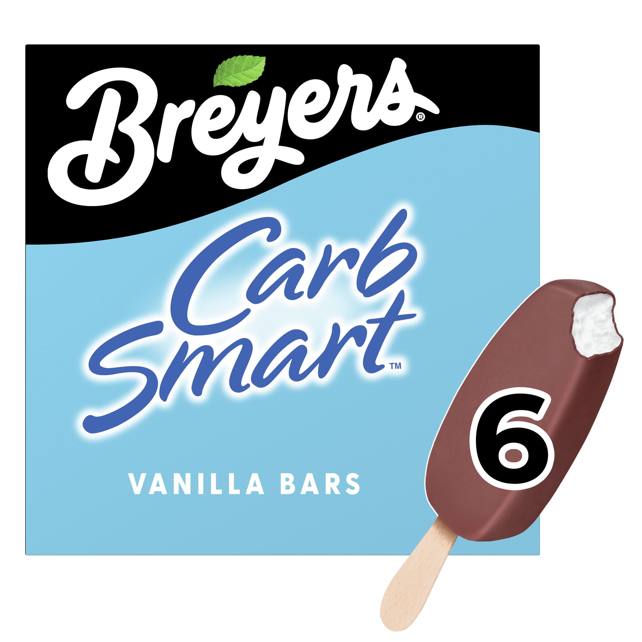 Breyers CarbSmart Creamy Vanilla Ice Cream Bars Frozen Desserts, 6 Count