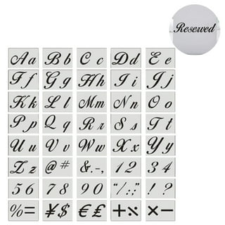 Letter Stencils for Painting on Wood - Alphabet Stencils with Calligraphy Large Font and Cursive Letters Numbers Signs - Reusable Plastic Art Craft