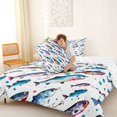 thumbnail image 4 of Feelyou Ink Splash Fish Queen Comforter Set for Kids Boys Girls, Hook Ocean Animal Bedding Comforter Set, White Blue, Reversible, 3pcs, 4 of 6