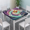 thumbnail image 3 of Colorful Tie Dye Cosmic Spiral Pattern Square Fitted Tablecloth with Elastic Edge,Square Table Cover,Washable Elastic Table Cover for Home Kitchen Party Decor 36"x36", 3 of 6