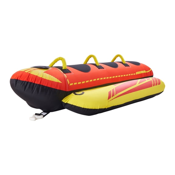3-Person Inflatable Towable Tube for Boating, Heavy Duty Hot Dog Water Sports Tube with Nylon Cover&Safety Valve - 510lb Capacity