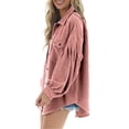 thumbnail image 4 of CILENON Long Jackets for Women Trendy Womens Corduroy Jacket Winter Shirt Turtleneck Coat Casual Jackets Warm Jacket With Button (Pink,S), 4 of 7