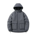 thumbnail image 2 of Clearance Under 10$!Winter Warm Jackets for Mens Fashion Plus Size Solid Color Windproof Zipper Pocket Drawstring Long Sleeved Hooded Casual Jacket, 2 of 9