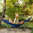 thumbnail image 3 of Tranquillo 600lb Capacity 2 Persons 2 Hammocks Included/Foldable Portable Hammocks with Stand, Tree Straps, Carry Bags for Garden Camping, Aegean, 3 of 9