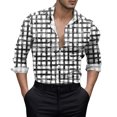 thumbnail image 1 of Camisas Deportivas Hombre Camiseta de manga larga a cuadros con impresión 3D digital personalizada informal a la moda para hombre (White, S), 1 of 4