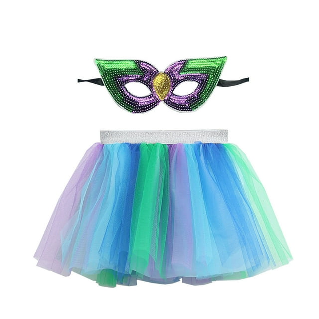 HUITKMM Girls Skirt Kids Girls Dance Party Skirt Ballet Skirts Blinder Set 9-11 Years