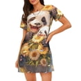 thumbnail image 1 of Disketp Cute Panda Sunflower para Camisón Corto de Manga Corta para Mujeres, Camisón Cómodo con Escote Redondo, Bonito y Confortable, 1 of 6