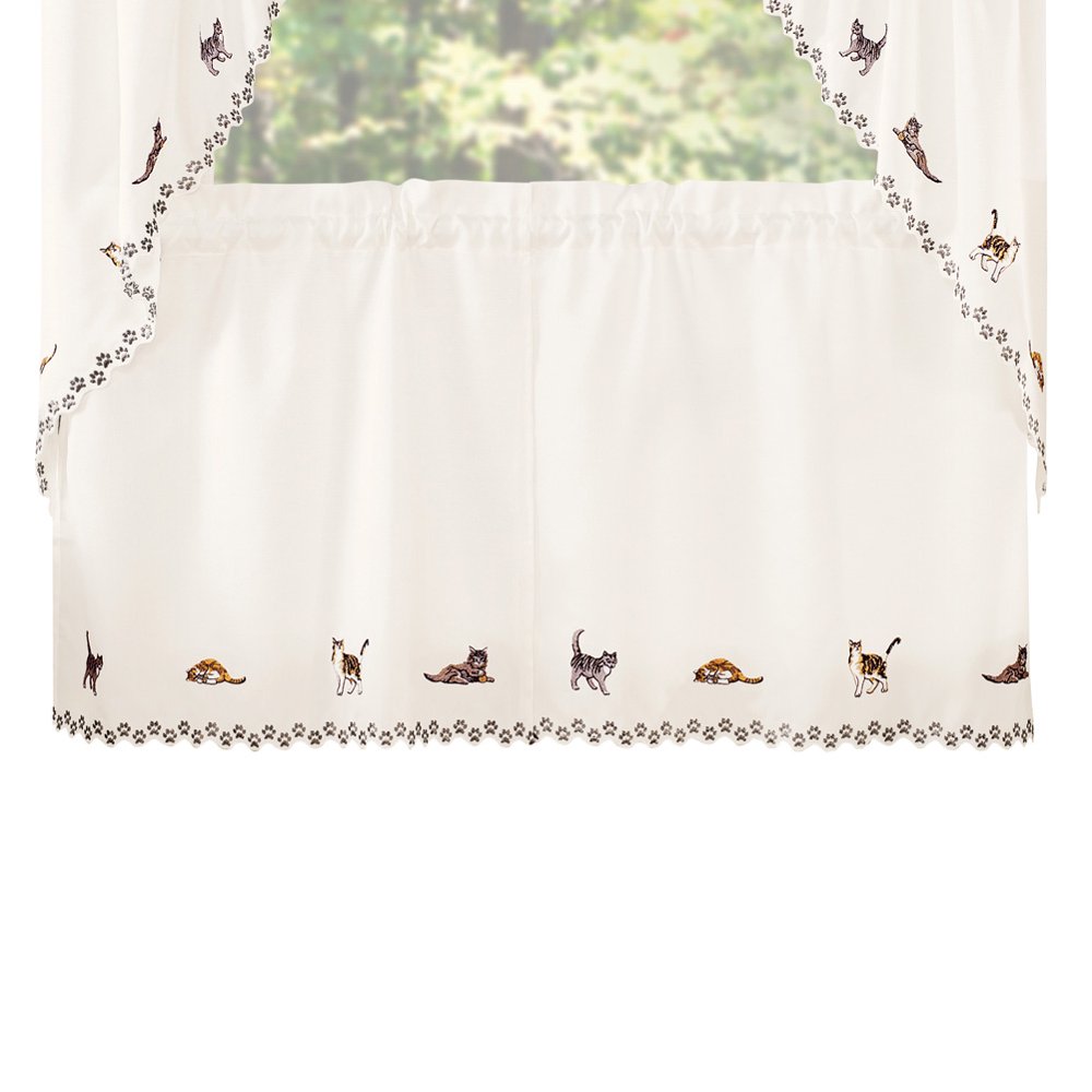 Adorable Cats Embroidered Window Curtains Home Decor Accent for Any