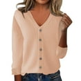 thumbnail image 2 of Sweaters For Women Womens Cardigan Sweaters Button Down V Neck Knit Sweater Jacket Lightweight Comfy Open Front Cardigan Coats W/Pockets Womens Sweaters, 2 of 5
