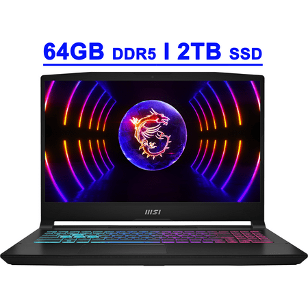MSI Katana A15 AI Premium Gaming Laptop 15.6" FHD IPS 144Hz AMD Octa-core Ryzen 7 8845HS 64GB DDR5 2TB SSD GeForce RTX 4060 8GB RGB Backlit USB-C Nahimic Win11