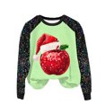 thumbnail image 1 of Pisexur Sweatshirts de Noël pour Femmes Mode Vacances Imprimé Graphique Pomme Rouge Pull Décontracté Manches Longues Col Rond Chandails en Molleton Amples Confortables Automne pour Femmes, 1 of 3