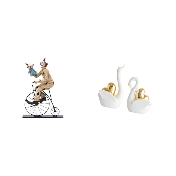 Figura de con forma de cisne, escultura decorativa de mesa, pieza de cerámica y resina. Diseño creativo, ideal para decoración del hogar, regal