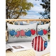 thumbnail image 2 of Pack of 2 Outdoor Pillow Covers, Independence Day USA Flag Love Eucalyptus Leaves Waterproof Square Throw Pillowcase Cushion Decorative Pillow Covers for Couch Patio Tent, 20x12 in, 2 of 6