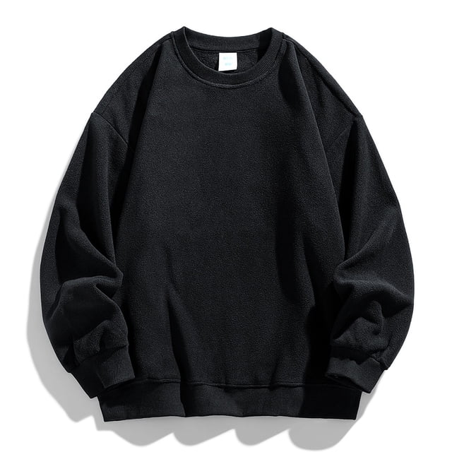 pstuiky mangas largas para hombre, Sudadera de cuello redondo para hombre, de color liso, de forro polar, informal, holgada, de manga larga, con cuello redondo top de hombre m