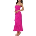 thumbnail image 4 of INSPIRE CHIC Women's Summer Cocktail Dress Tube Top Ruffled Tiered Maxi Strapless Dresses L Hot Pink, 4 of 6