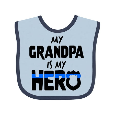 

Inktastic My Grandpa is My Hero Police Officer Family Gift Baby Boy or Baby Girl Bib