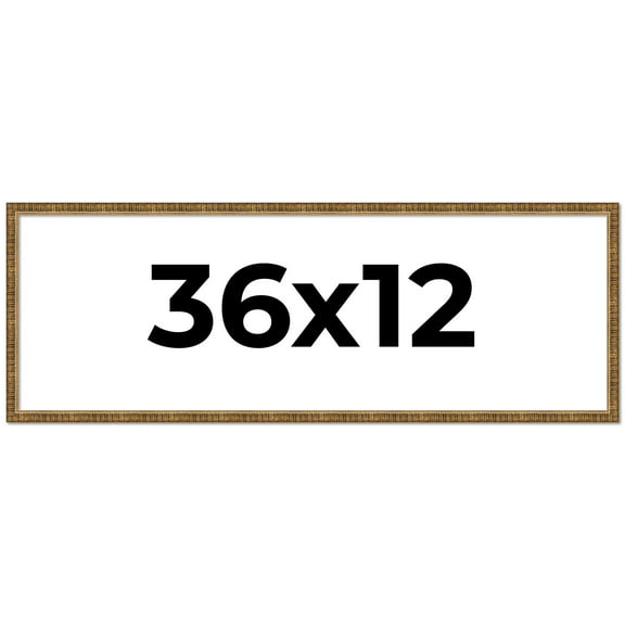 36x12 Frame Gold Picture Frame - Complete Modern Photo Frame Includes UV Acrylic Shatter Guard