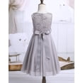 thumbnail image 7 of iEFiEL Girls Sequined Lace Chiffon Flower Girl Dress 2 Layers Wedding Birthday Party Dress Gray 14, 7 of 7