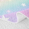thumbnail image 5 of meiyoeat Colorful Gradient Quilt Full,Cute Rainbow Stars Print Full Bedspread Sets For Girl,3 Pieces, 5 of 7