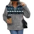 thumbnail image 1 of Abrigo difuso Estampado étnico Mangas largas con cremallera Casual Cálido Invierno Jersey Abrigo difuso para mujer, 1 of 4