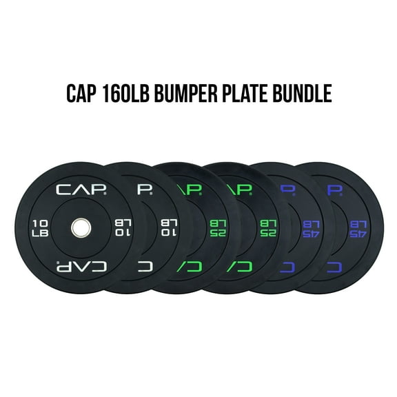 CAP 160lb Olympic Bumper Plate Weight Bundle, (2 x 10lb, 2 x 25lb and 2 x 45lb Plates)