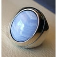 thumbnail image 4 of Blue Lace Agate Mens Ring, Silver Jewelry, 925 Silver Ring, Father's Day, AAA Natural Agate, Birthstone Ring, Heavy Mens Ring, Spiritual Healing Gemstone, Christmas, Plain Mens Ring, 4 of 6