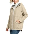 thumbnail image 4 of Sevevn Women Lightweight Hooded Rain Jacket Casual Zip Up Windbreaker Waterproof Outdoor Coat Long Sleeve Drawstring Jacket with Pockets for Travel Hiking Daily Wear Khaki XL, 4 of 9
