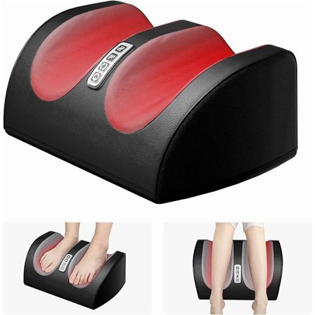 mjw001  Shiatsu Foot Massager Machine with Heat, Foot and Calf Massager with Massage Roller, Deep Tissue Massager for Plantar Fasciitis, Pain Relief, Promotes Blood Circulation, Gifts for Women & Men
