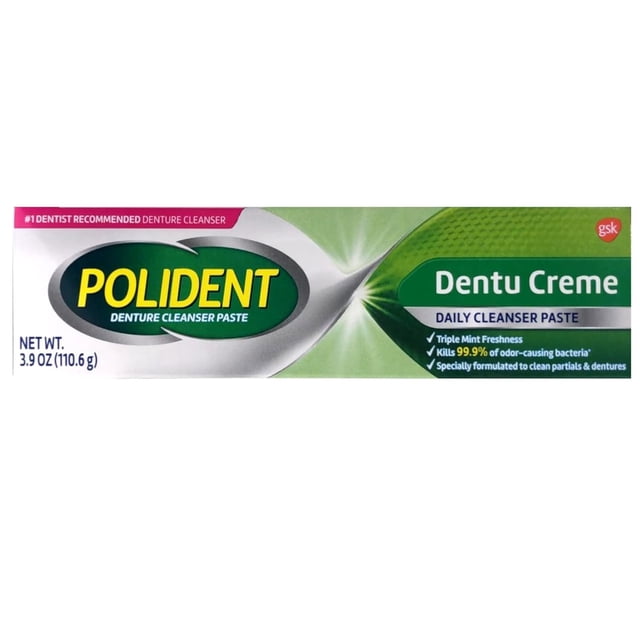 Pasta de dientes Polident Dentu-Creme 115 ml (paquete de 3) Menta