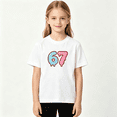 thumbnail image 2 of Donut Number 67 Six Seven Girls Graphic Tee, Cute Sweet Food 100% Cotton Kids Short Sleeve T-Shirt, 2 of 5
