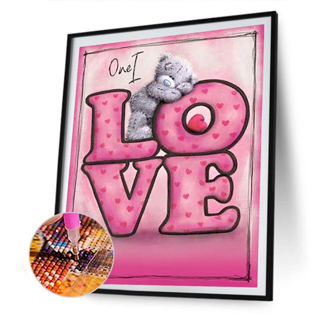 Kit de póster de oso de amor 5D con pintura de diamante de taladro redondo completo hecho a mano (A1127) Likrtyny Oficina Multiescena Multifunción