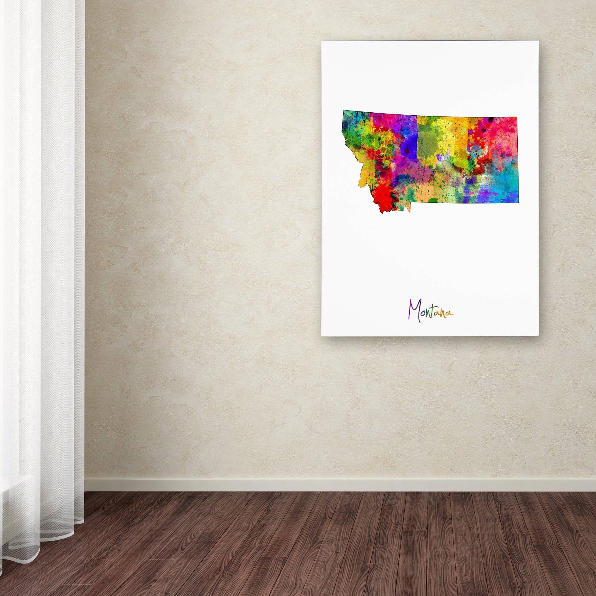 Trademark Fine Art "Montana Map" Canvas Art by Michael Tompsett