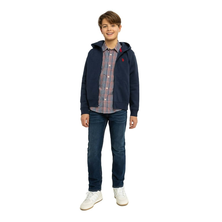 U.S. Polo Assn. Boys Fleece Zip-Up Hoodie, Sizes 4-18