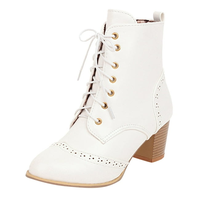 Kcodviy Bottines et Bottes Compensées pour Femmes d'Automne et d'Hiver, Talon Épais, à Lacets, Bottes de Pluie pour Femmes, Commerce Extérieur, Station Indépendante, Édition Coréenne, Bottes à Talons Hauts, Bottines Courtes pour Femmes