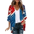 thumbnail image 3 of JURANMO Prime Sales Today Clearance! Wamen American Flag Kimono Cardigan Plus Size 3/4 Sleeve Shawl Chiffon Cardigans 4th of July Lightweight Beach Cover Up Patriotic Outfits Multicolor XL, 3 of 6