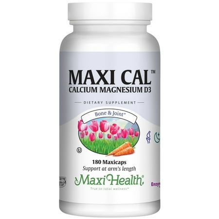 Maxi Health Calcium with Vitamin D3 & Magnesium – Supports Bone & Joint Health – 180 Capsules