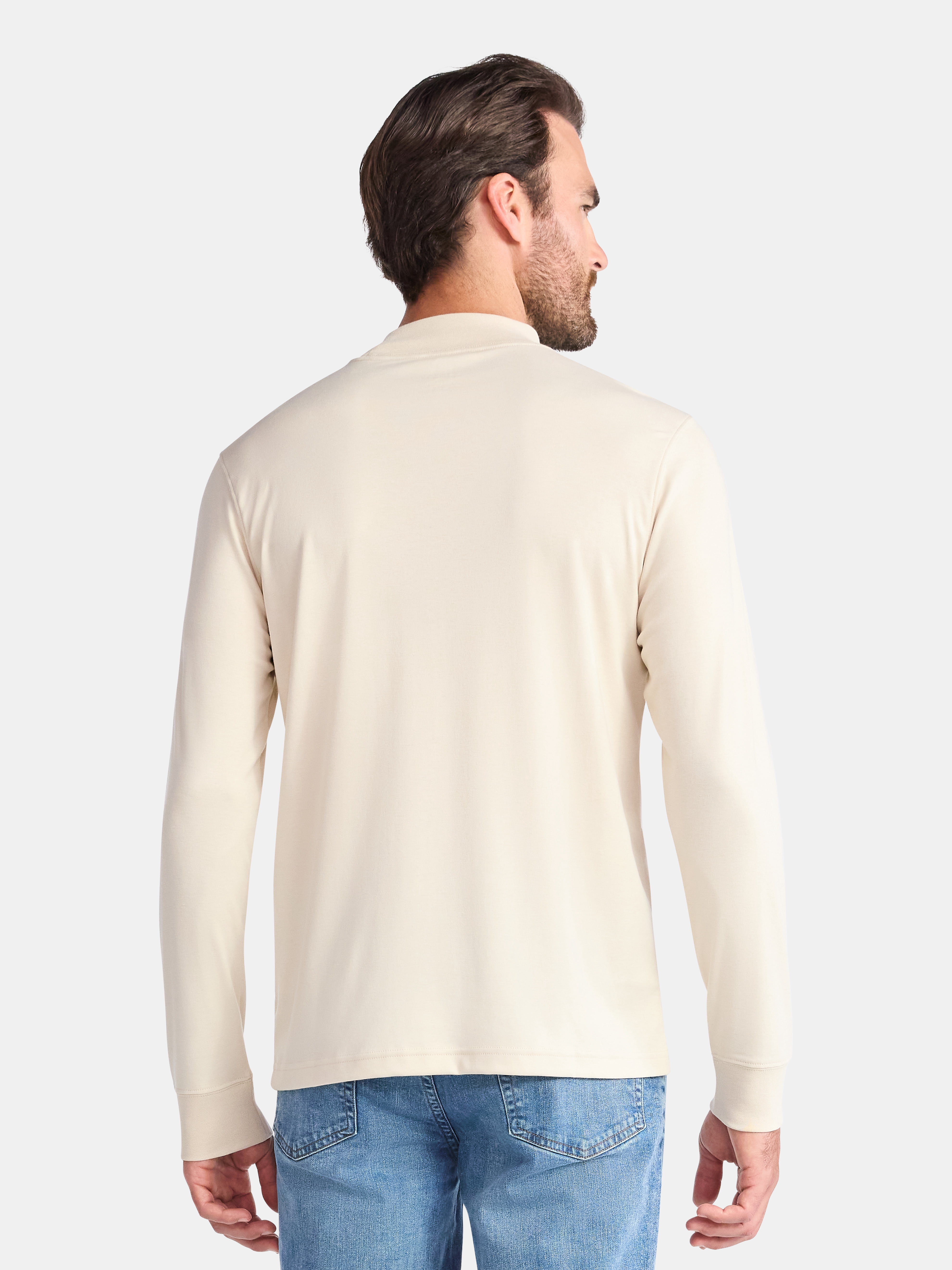 George Men's Mock Neck Pullover with Long Sleeves, Sizes S-3XL